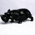 Hippopotame en ébène noir (moyen modèle)