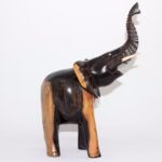 Statuette Eléphant Africain - Noir & Beige