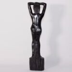 Statuette Femme Africaine - Mains sur la Tête - Bois – Image 3